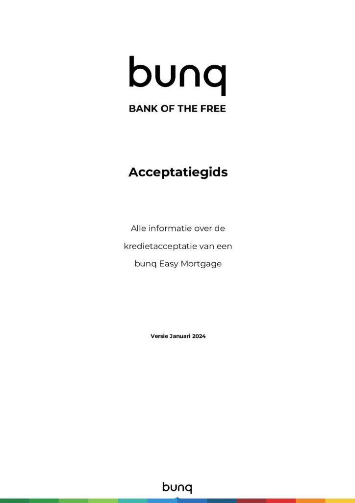 Acceptatiecriteria Bunq Easy Mortgage van januari 2024