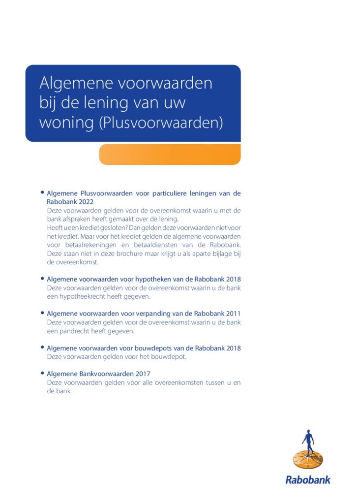 Rabobank Plusvoorwaarden Hypotheekvoorwaarden van december 2022