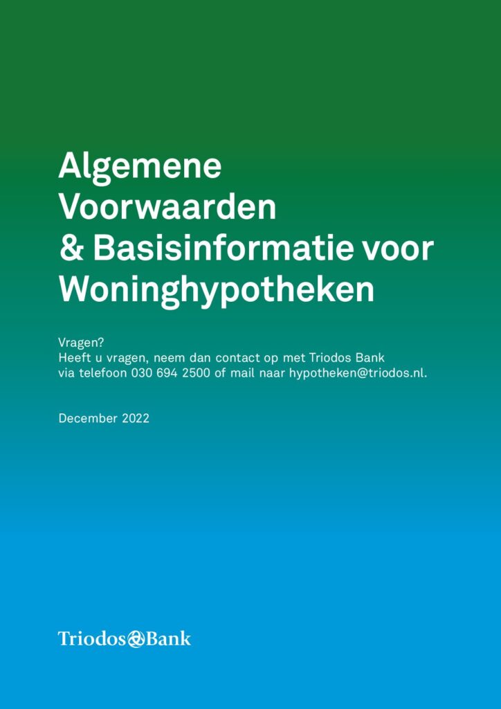 Triodos Hypotheekvoorwaarden van december 2022