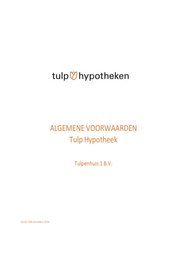 Tulp Hypotheekvoorwaarden van december 2019