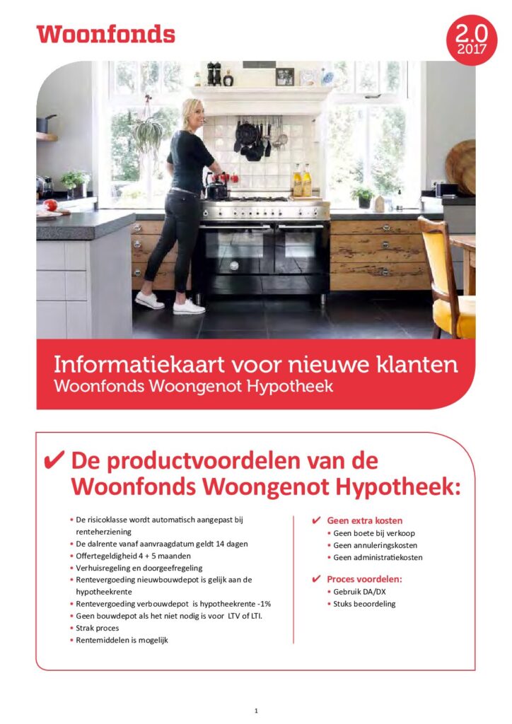 Woonfonds Woongenot Hypotheek Informatiekaart van februari 2017